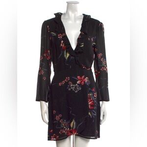 Reformation Black Floral Long Sleeve Dress